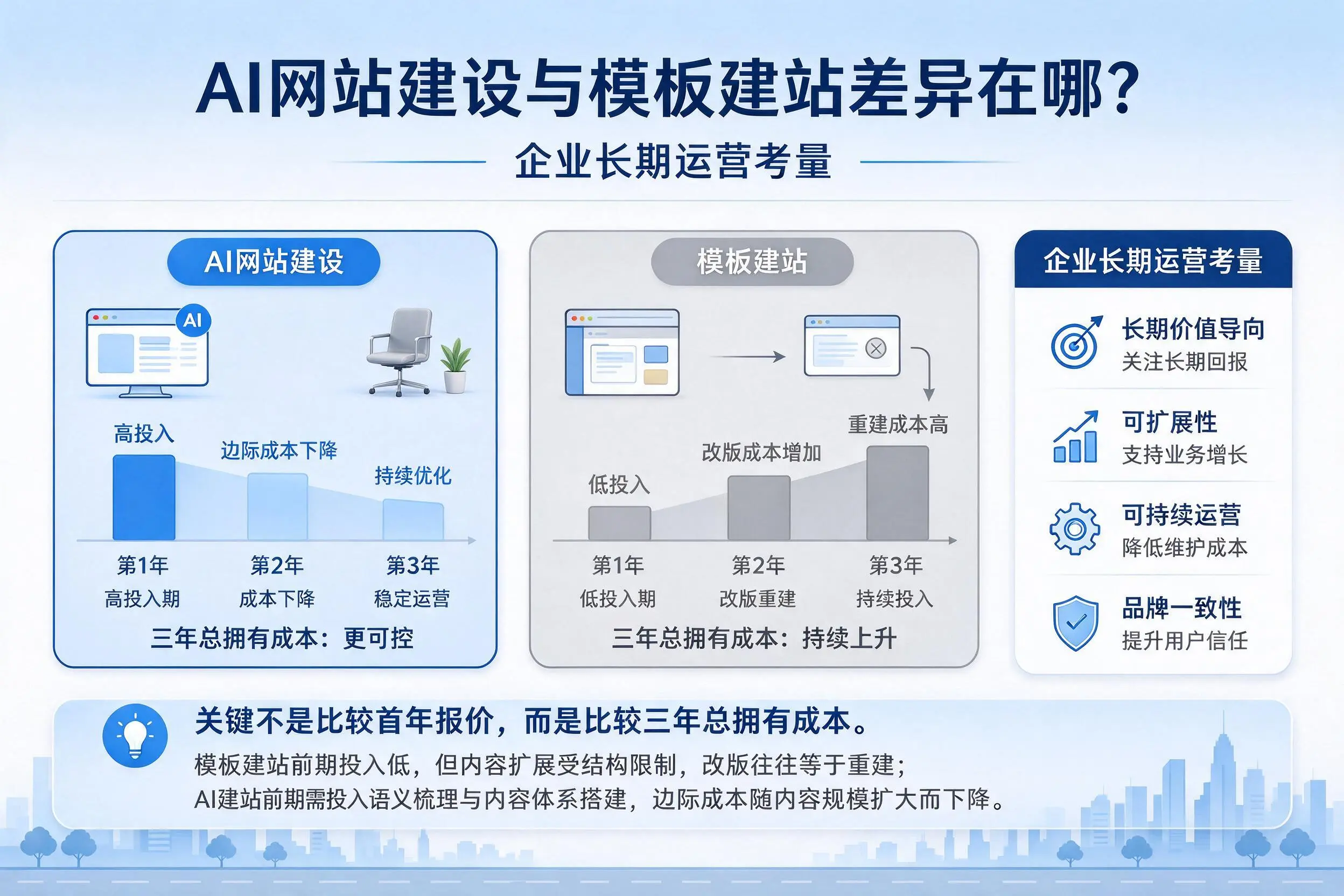 AI网站建设与模板建站差异在哪？黄石企业长期运营考量